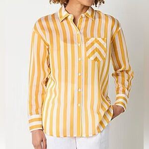 Worthington Women’s Long Sleeve Regular Fit Button-Down Top, Size XL, NWT